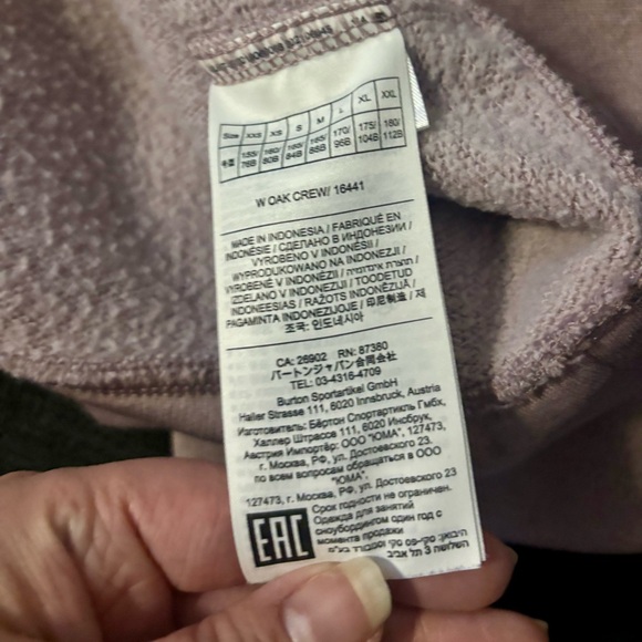 Burton Oak Crewneck Fleece Sweatshirt Mauve Heather XL Thumbholes EUC - Picture 7 of 8